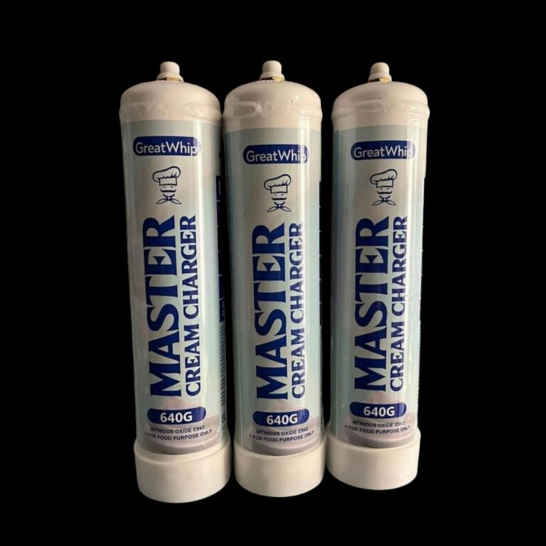 Three GreatWhip Master 640g food-grade nitrous oxide cylinders